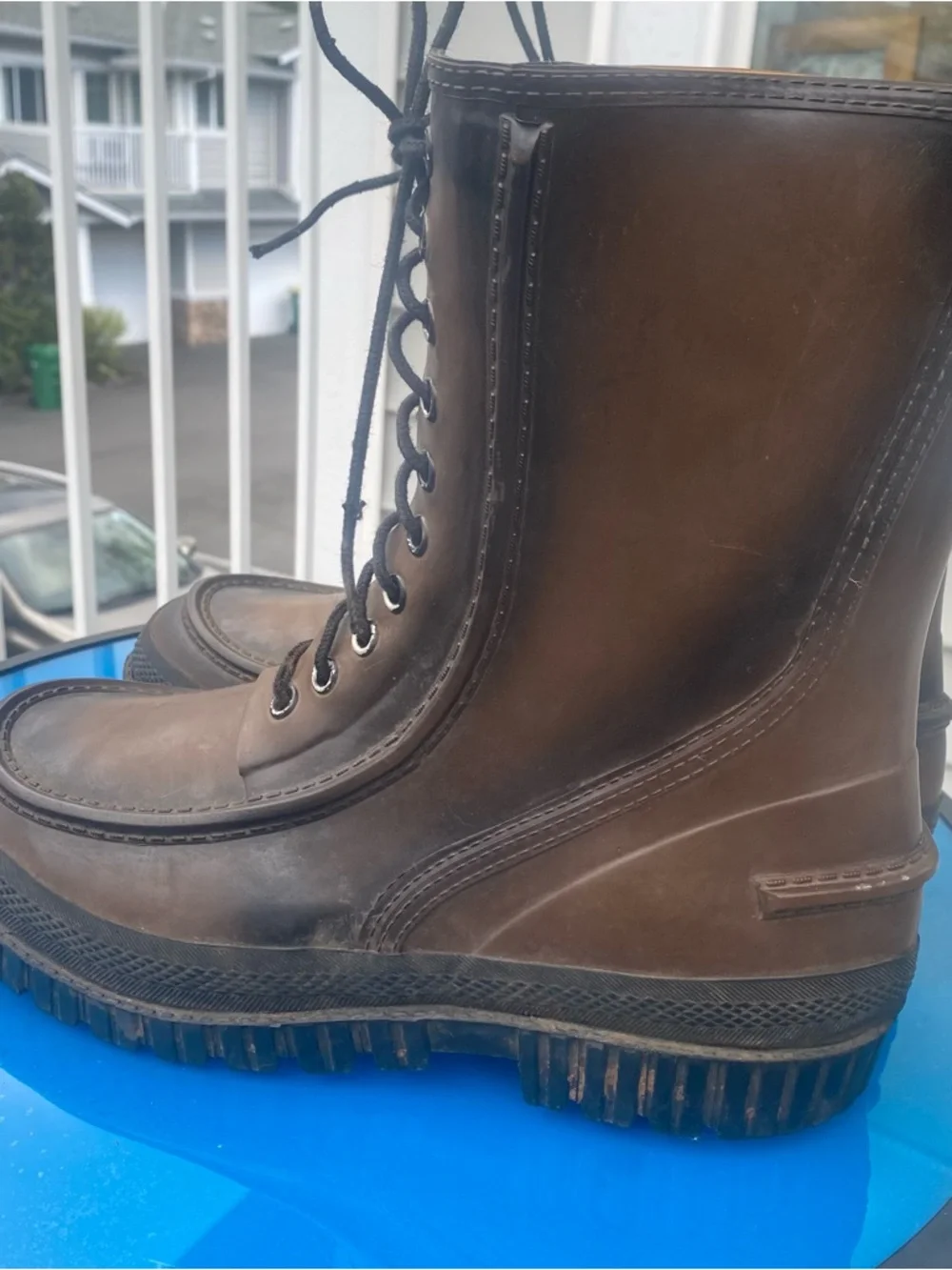 JB Vintage Mountain Man Rubber Work Boots w Steel Shanks Size 10
